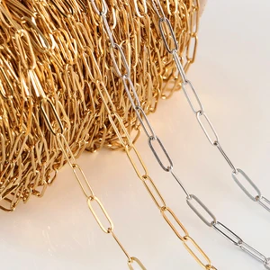 سلاسل الفولاذ المقاوم للصدأ لصناعة المجوهرات ، سلسلة ذهبية ، حبات الشفاه ، سلسلة مطرز ، قلادة DIY ، اكسسوارات سوار ، 2 م أعلى 8 مبيعات لقطع غيار المجوهرات الفولاذية - رقم 4