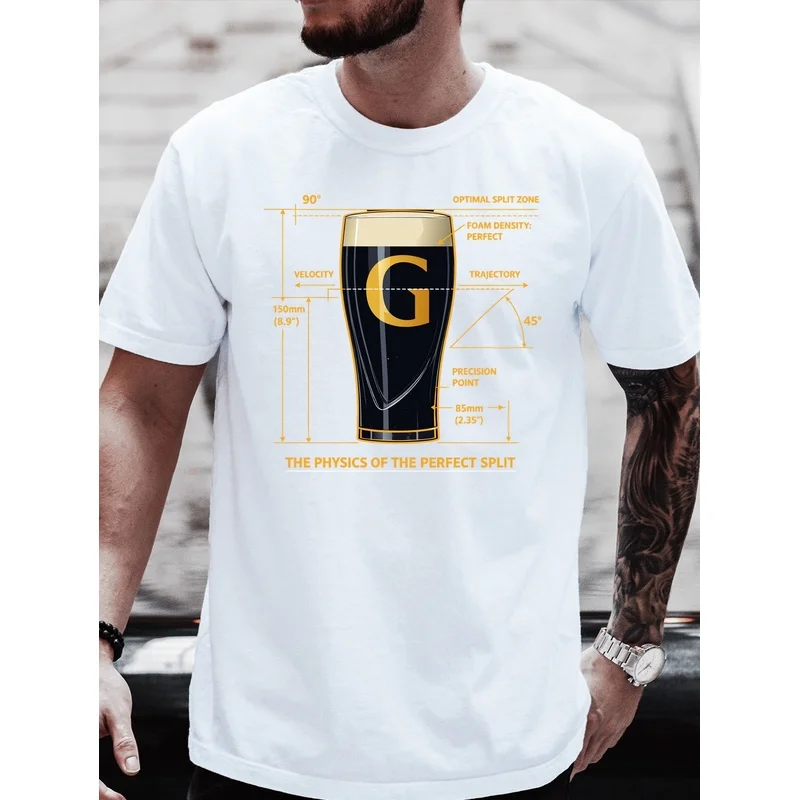 Men'S High-Quality T-Shirt, Fun 'Split Physics' Printed Tee, Men'S Short Sleeve Shirt, Regular Casual Daily Top, Men'S Short Sle