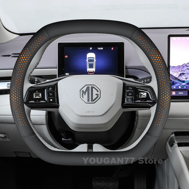 

Автомобильный чехол на руль для MG ZS Hybrid 2024 2025, двойной кожаный чехол D-типа, автомобильный чехол на руль MG ZS, гибридные аксессуары
