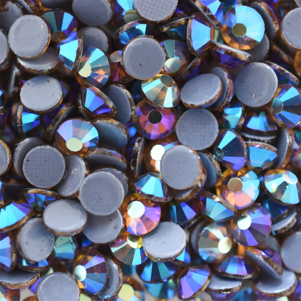 SS4-SS30 Ligth Colordo Topaz AB Better DMC Hot Fix Flatback Rhinestones Glass Strass Hotfix Iron on Sewing Fabric Decorations