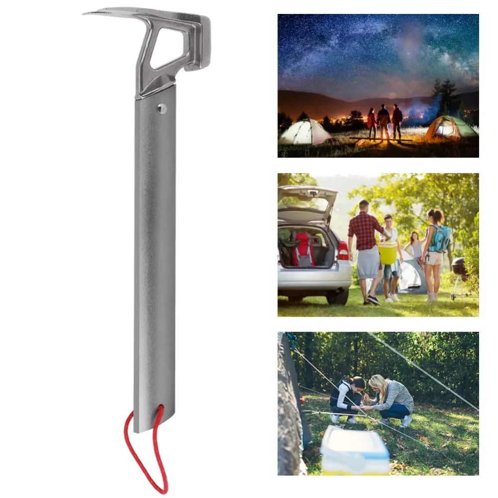 Durable Aluminum Alloy Camping Hammer Heavy Duty Portable Tent Nail Hammer Gray Tent Stake Hammer Hiking view 3