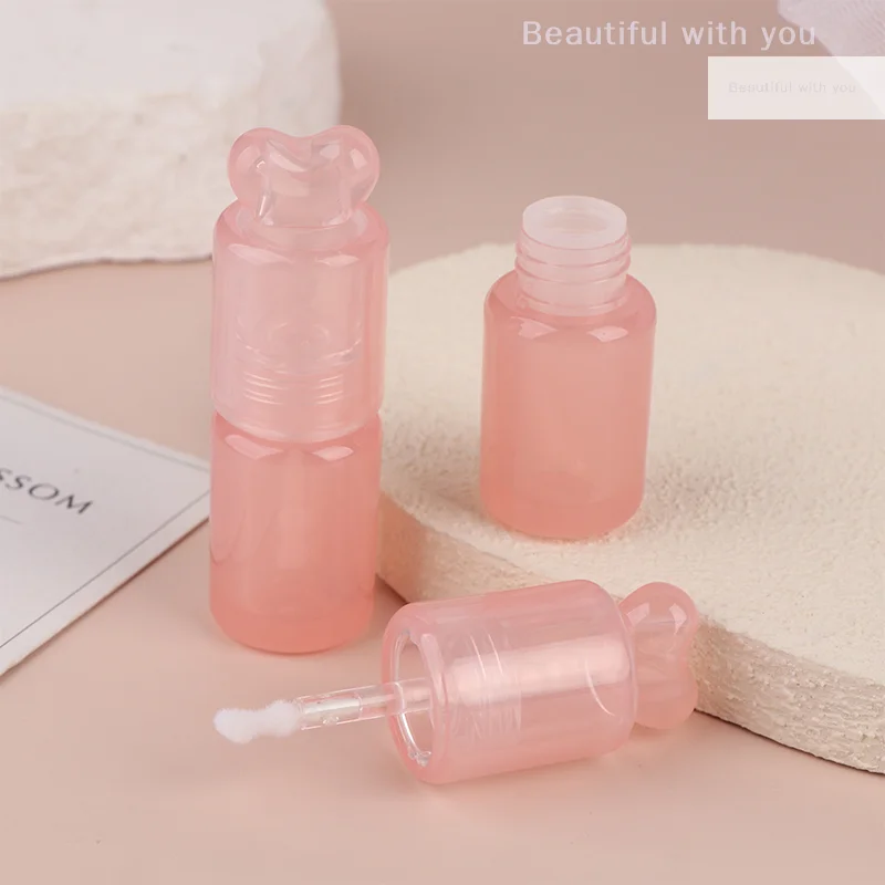 

1Pcs 3.5ml Empty Lip Gloss Tube Plastic Refillable Bottles Liquid Lipstick Container Pink Peach Heart Cover Lipgloss Bottle