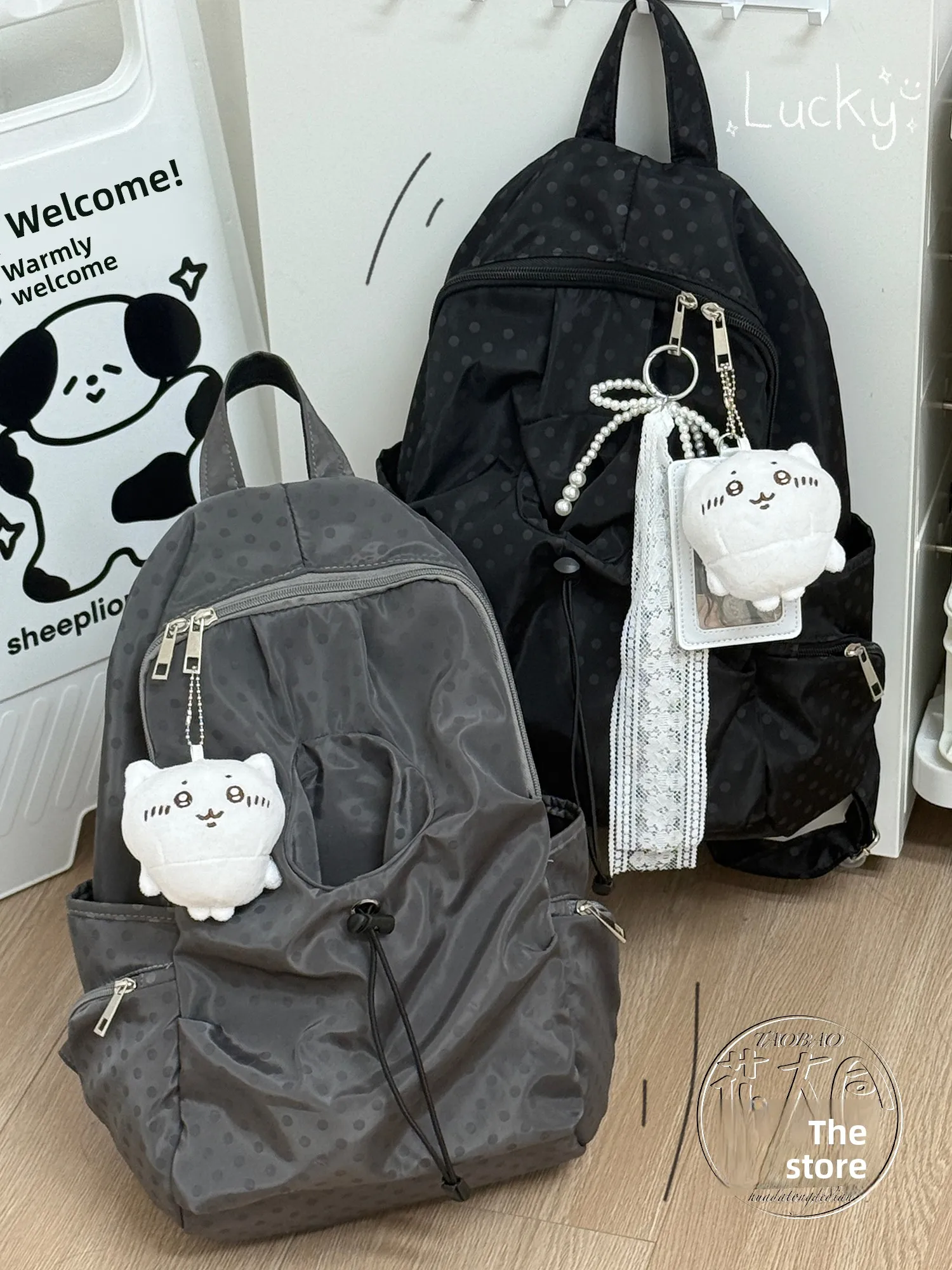 

Original Polka Dot ket Bapa Commuter Sle ex High School College Students Double oulder Bag Water Resistant