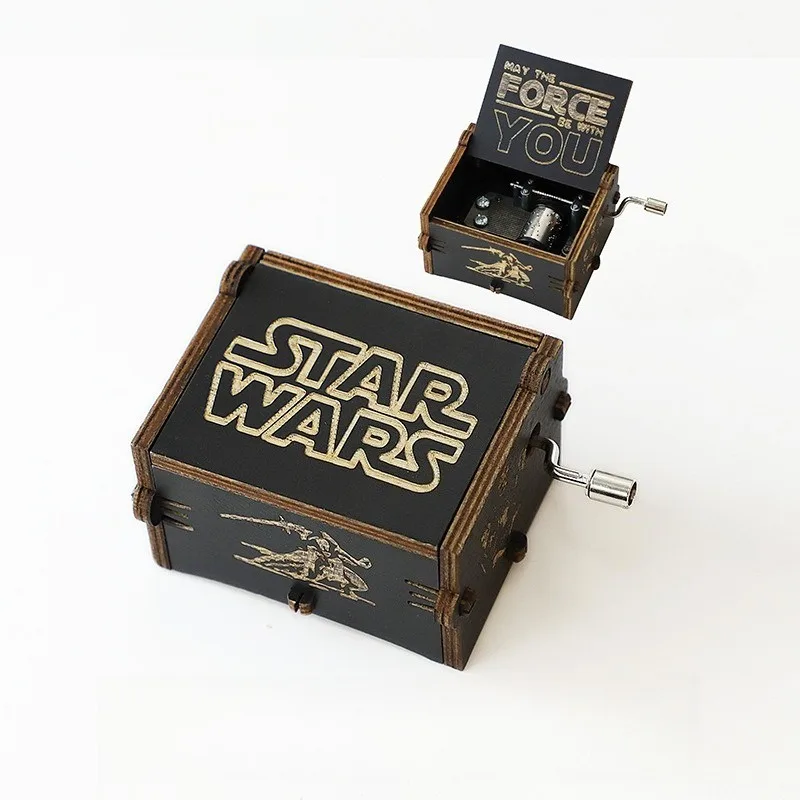 

Stars Warsed Anime Theme Wooden Hand-cranked Octave Creative Music Box Couple Wedding Friend Birthday Xmas Decora Gifts