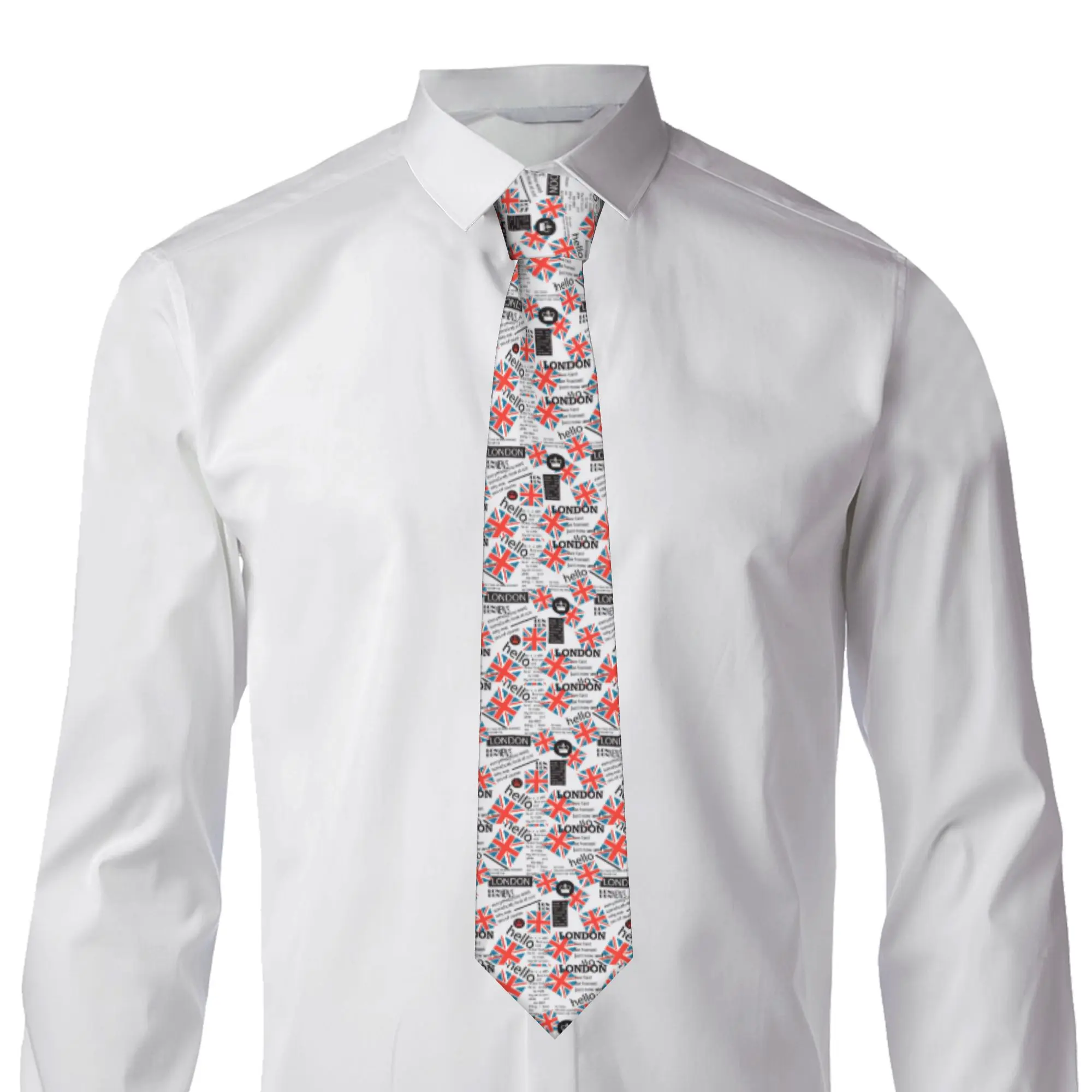Formal United Kingdom Flag Print Tie for Party Men UK London British Symbol Neckties