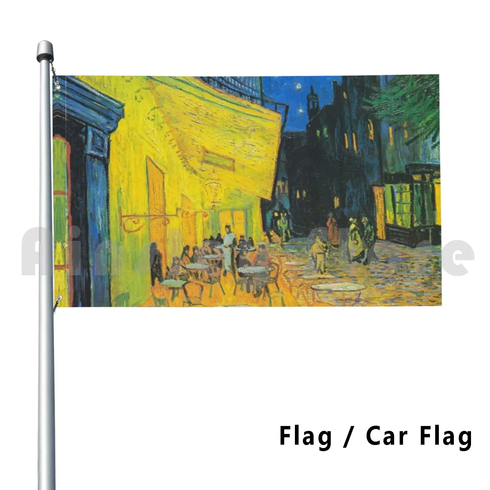 Café Terrace At Night. The Cafe Terrace On The Place Du Forum. Coffeehouse , In The Evening. Outdoor Decor Flag Car Flag