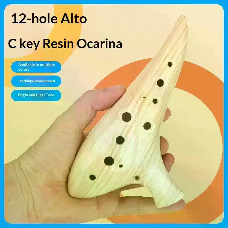 Ocarina de Resina com 12 Furos em Tom Alto C, Instrumento Musical Portátil para Iniciantes e Entusiastas da Música