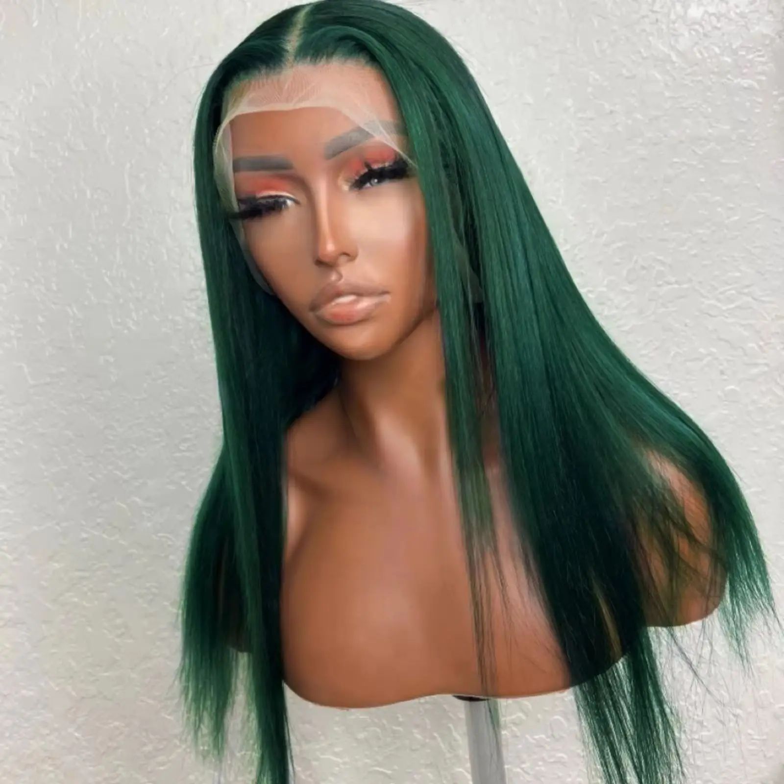 Green Lace Front Wigs Colored Lace Frontal Wigs For Women Synthetic Heat Resistant Pre Plucked Glueless Wigs Glueless Wear To Go