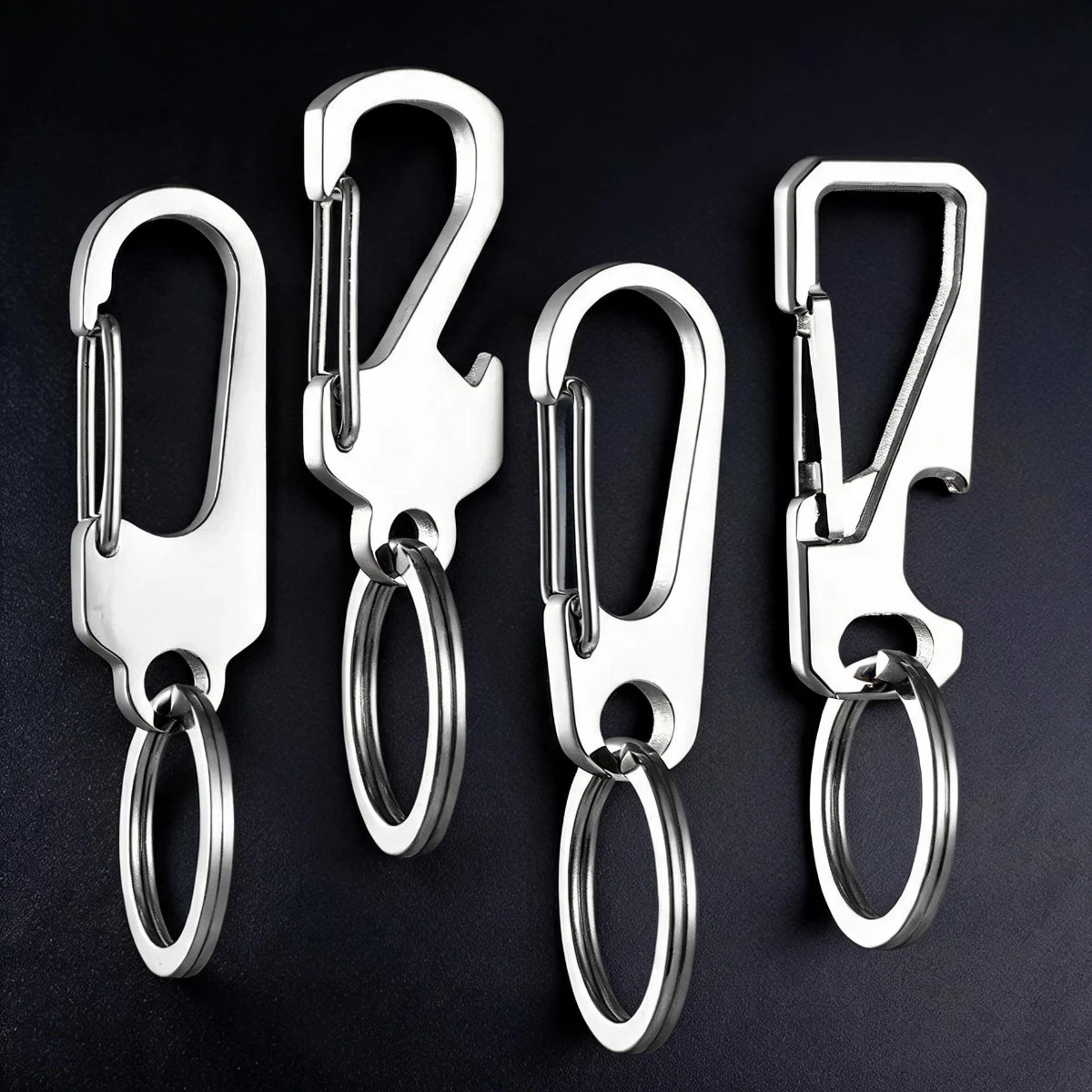 Stainless Steel Keychain Car Key Ring Holder High Quality Portable Carabiner Bottle Opener Male Daily Key Organizer Gift For Men