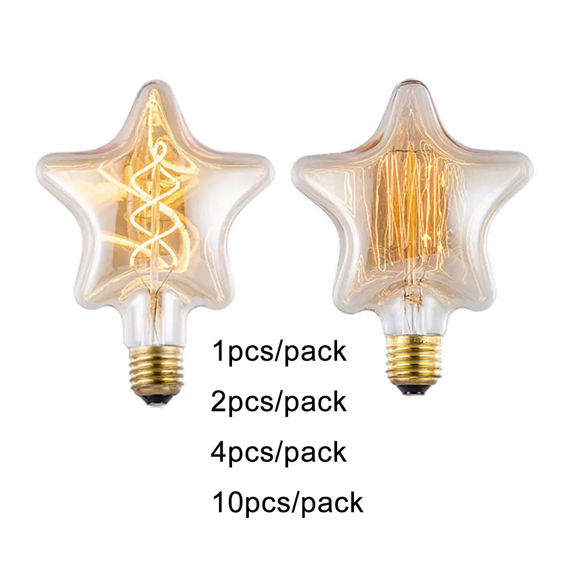 Dimmable 2300K 4W Five Star LED Soft Filament Edison Bulb E27 Retro Tungsten Incandescent Light Bulb Vintage Lamp For Decor