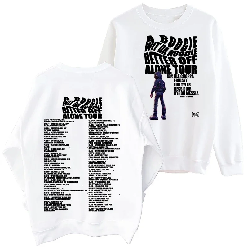 A Boogie White da Hoodie Better Off Alone 2024 Tour Sweatshirt Harajuku Round Neck Long Sleeve Oversized