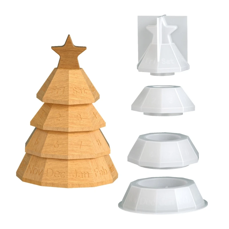 

H7EB Stackable Christmas Tree Silicone Mold For Resin Jewelry Storage Box Crafting Supplies