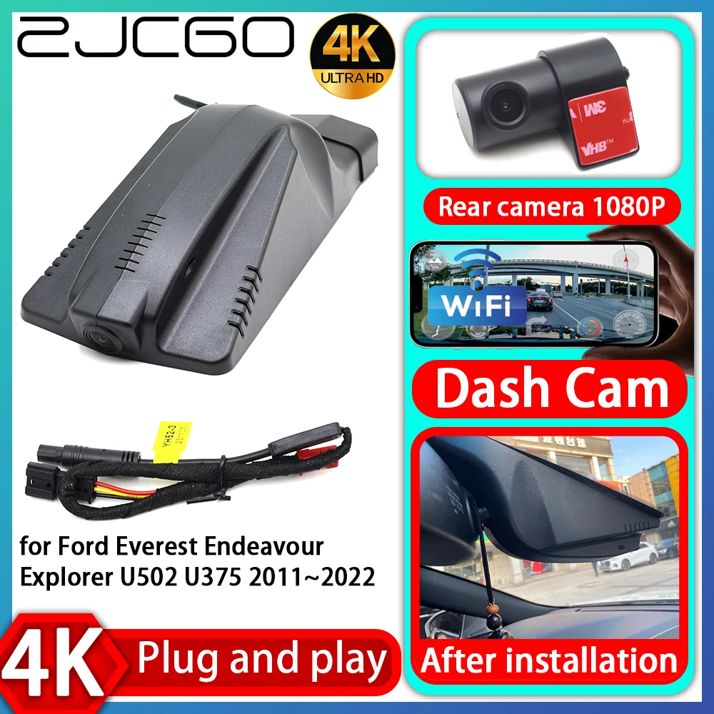 

ZJCGO UHD 4K 2160P Plug and Play DVR Dash Cam Video Recorder for Ford Everest Endeavour Explorer U502 U375 2011~2022