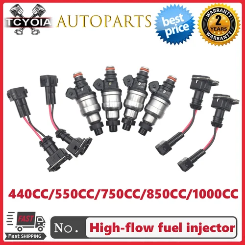 4 Uds inyectores de combustible de alto flujo 440CC/550CC/750CC/850CC/1000CC inyector de combustible para Honda D16 D18 B16 B18 B20 F22 H22 H22A EV1