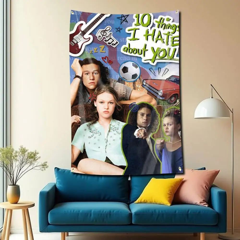 Romantic Film 10-Things I Hate About You  Flag Tapestry Banner for Bedroom Living Room Outdoor Camping Custom Supported