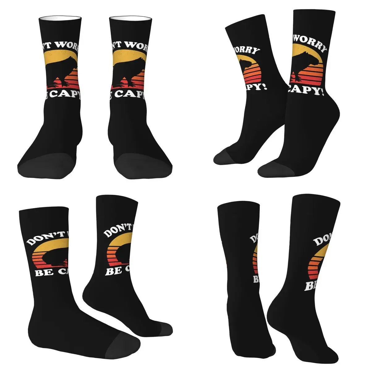 

Capybara Don't Worry Be Happy Print Socks Harajuku High Quality Stockings All Season Long Socks for Unisex Valentine's Day Gifts