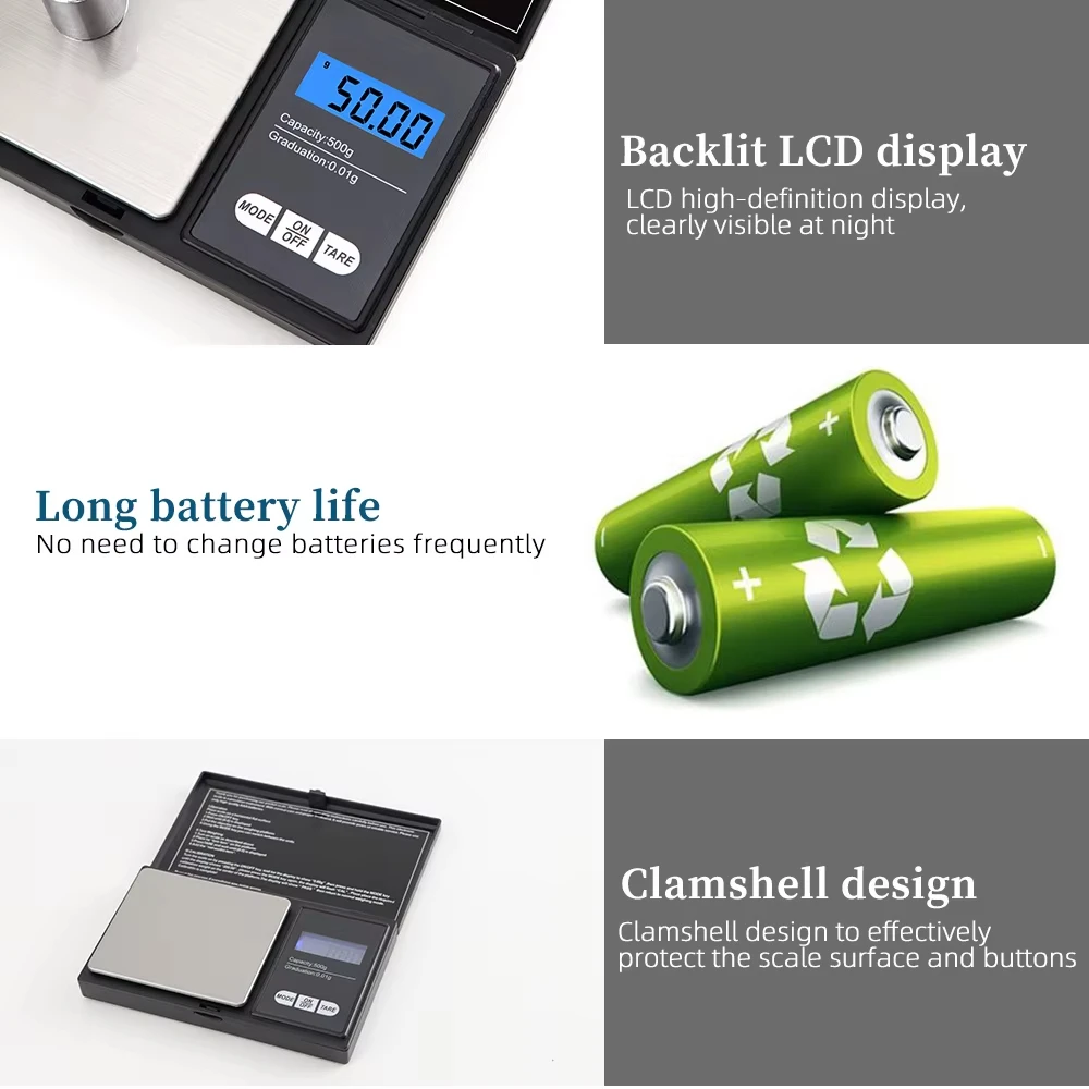 0.01g Jewelry Mini Stainless Steel Electronic Scale Digital Pocket Scale Gold Gram Balance Weight Scale Portable Pocket Scale image 4