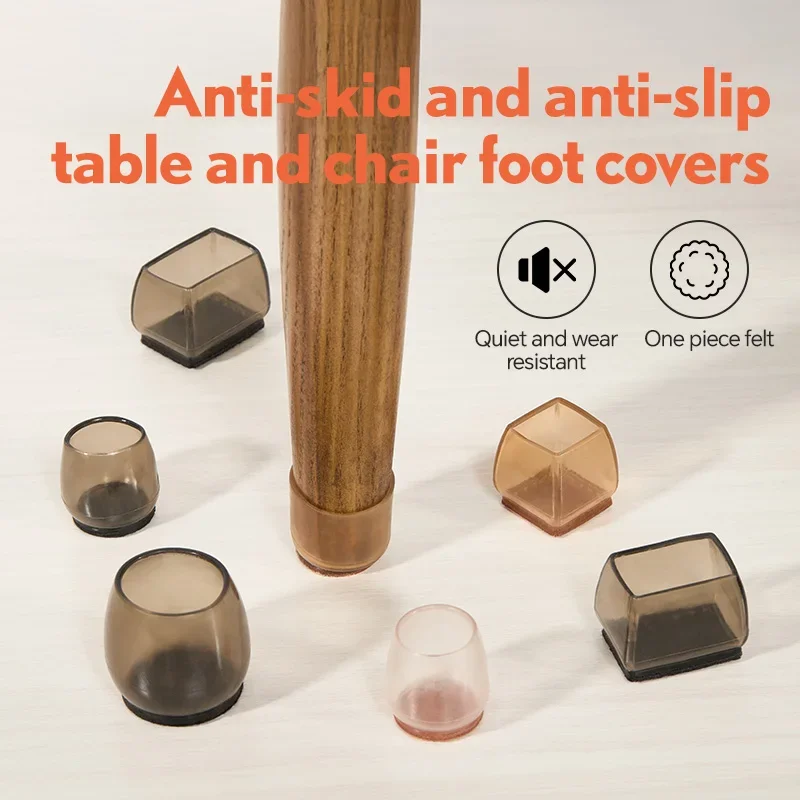 4/8pcs Silicone Chair Leg Protector Felt Legs for Furniture Feet Pads Floor Protective Cover Round Square Non-Slip Таба Лапка