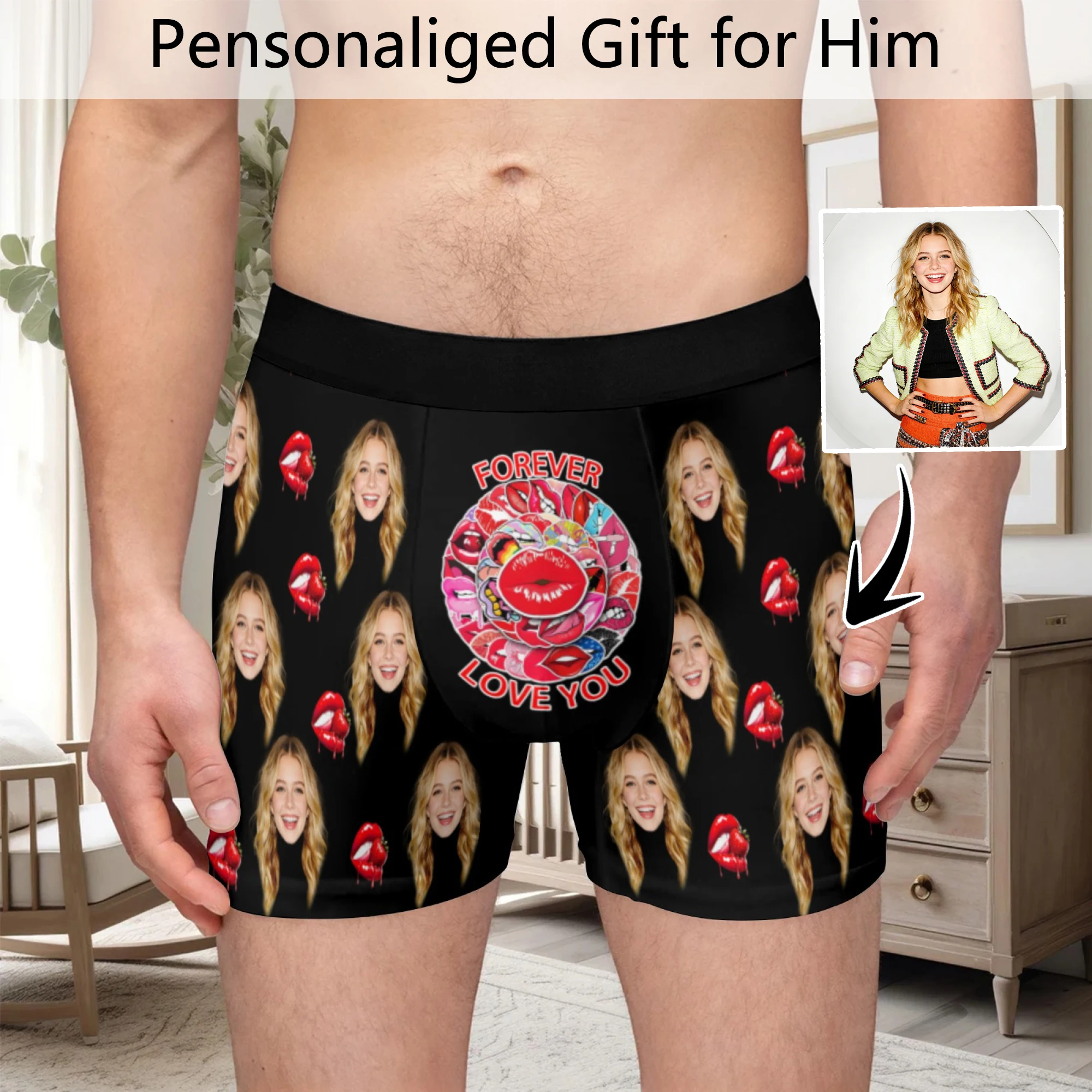 Personalized facial photos customized underwear  flat cornered men's Valentine's Day gift for husband  anniversary gift for fath