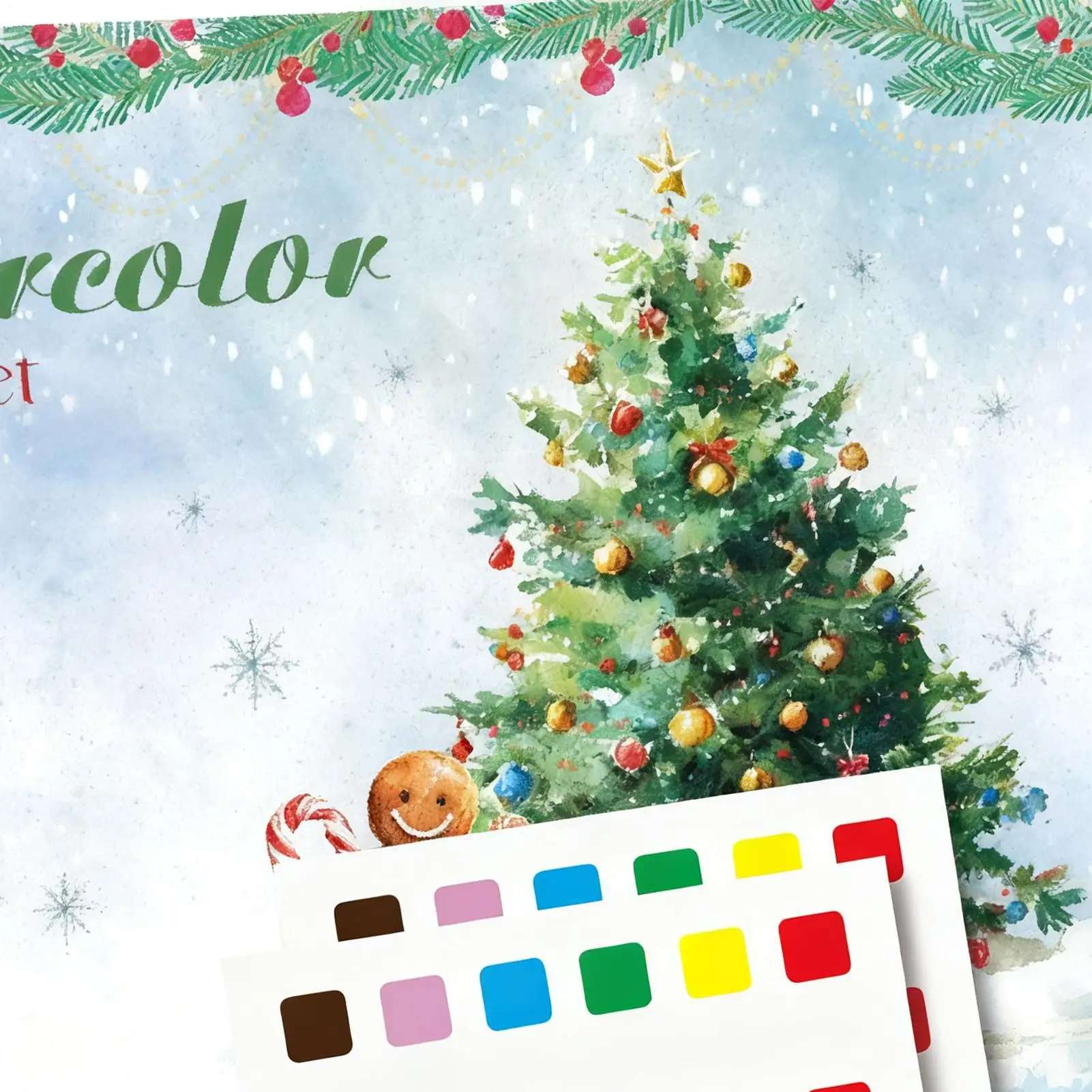 Zeszyt do malowania akwarelami dla dorosłych, szczegółowe instrukcje z zestawem farb, świąteczna książka do kolorowania akwarelami dla kobiet, mężczyzn, nastolatków i studentów.