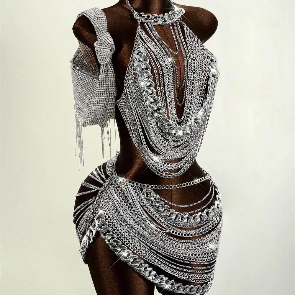Handmade Pearl Vest Set Women's Versatile Chest Chain Top Super Short A-Line Narrow Strap Vest No Brand Winter 2016 Fashion