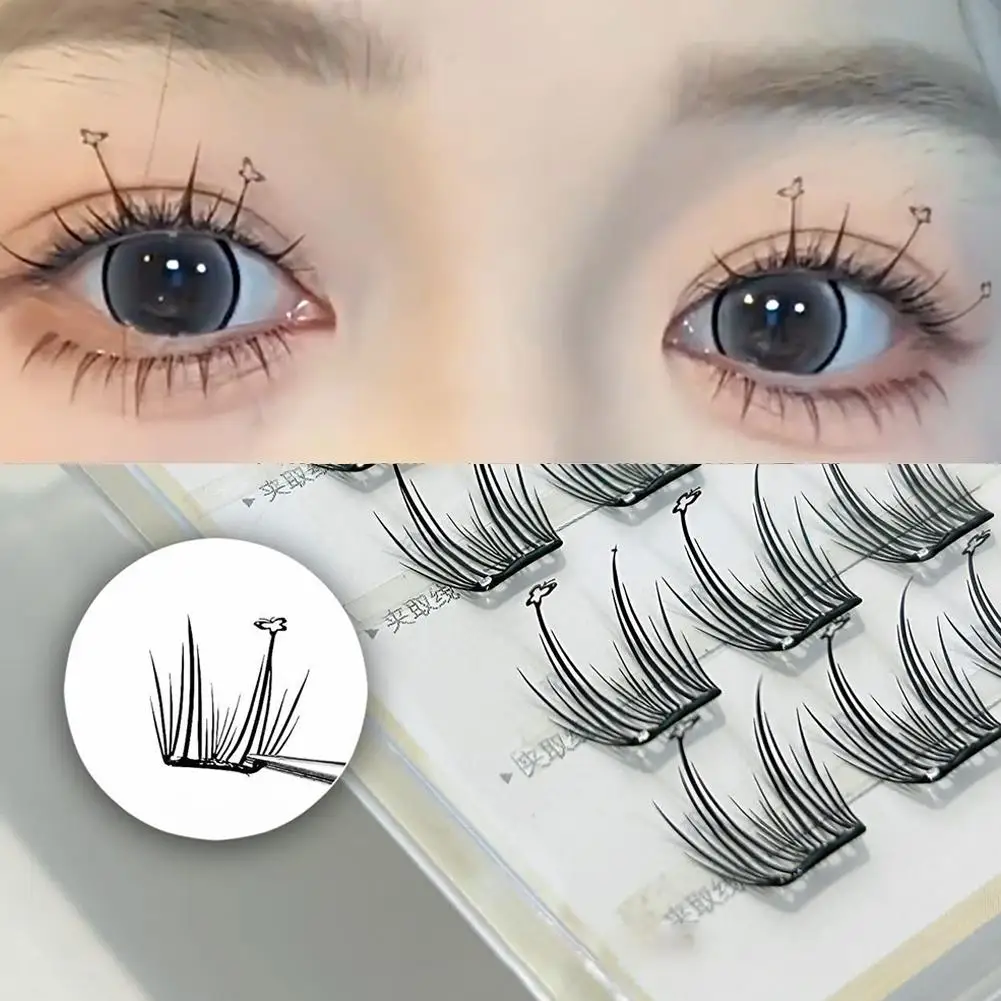 Sunflower Shaped Self-Adhesive Fake Eyelashes Thin Film Cat Paw Design Fake Eyelashes Easy Application No Glue Needed