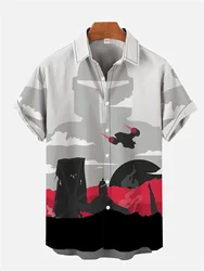 Hawaiian Men's Short Sleeve Shirt Casual Beach Tech Print Men's Lapel Top Large Size Loose Men's Shirt Comfortable