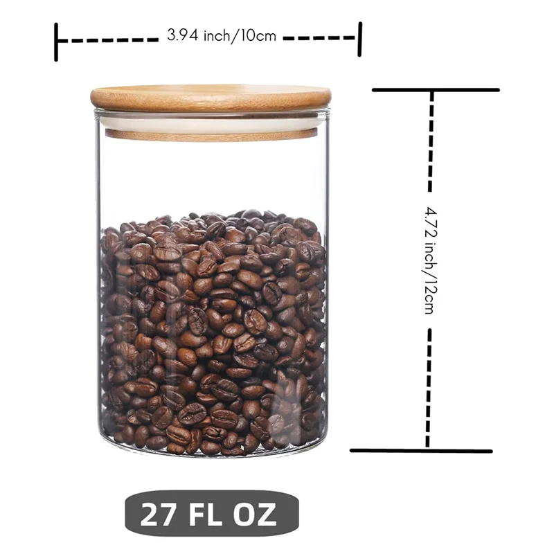 BFYL-Wadah Penyimpanan Makanan Kaca dengan Tutup Stoples Penyimpanan Makanan Kaca Besar untuk Kopi Bar Gula Teh (27 FL OZ)