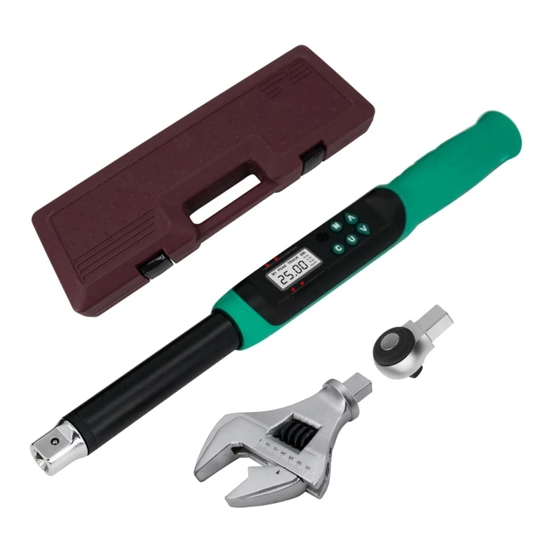 

TLF Adjustable Digital Torque Wrench 5-99.6ft.lbs/6.8-135N.m 3/8" Ratchet Head 5-35mm Jaw Buzzer and LED for Car Moto Repair