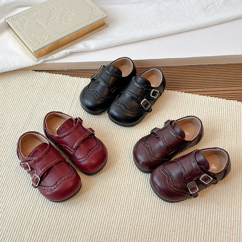 

Baby Girls Leather Shoes Retro Style Children Princess Shoes Spring Autumn Toddler Kids Non Slip Soft Soled Infant Casual Shoes