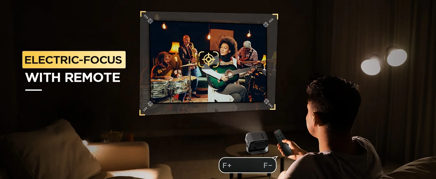 Electric Focus Full HD Mini Portable WiFi 3D LCD Video 1080P LED 4K Android 11 System Smart Home Theater Short Throw Projector