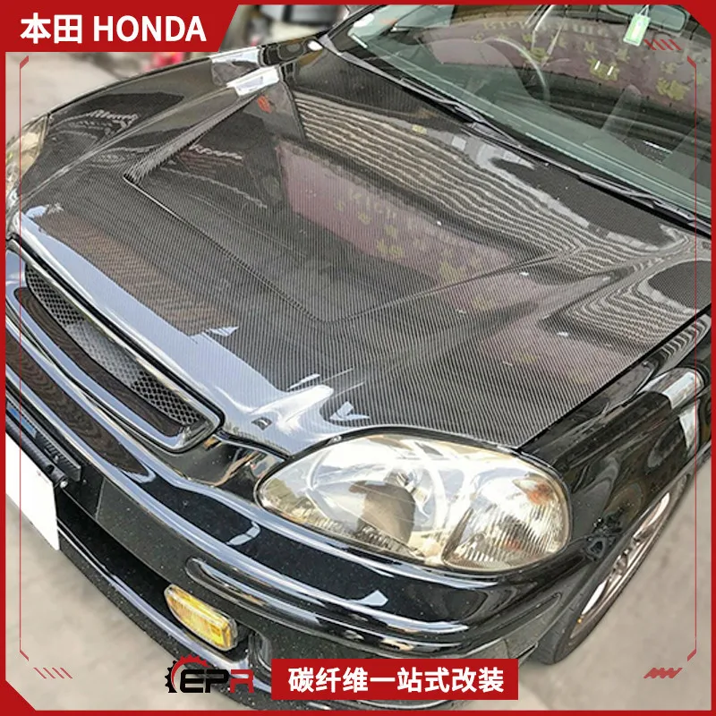 

Подходит для Honda Civic EK9, модифицированная передняя крышка VENTE из углеродного волокна, крышка двигателя