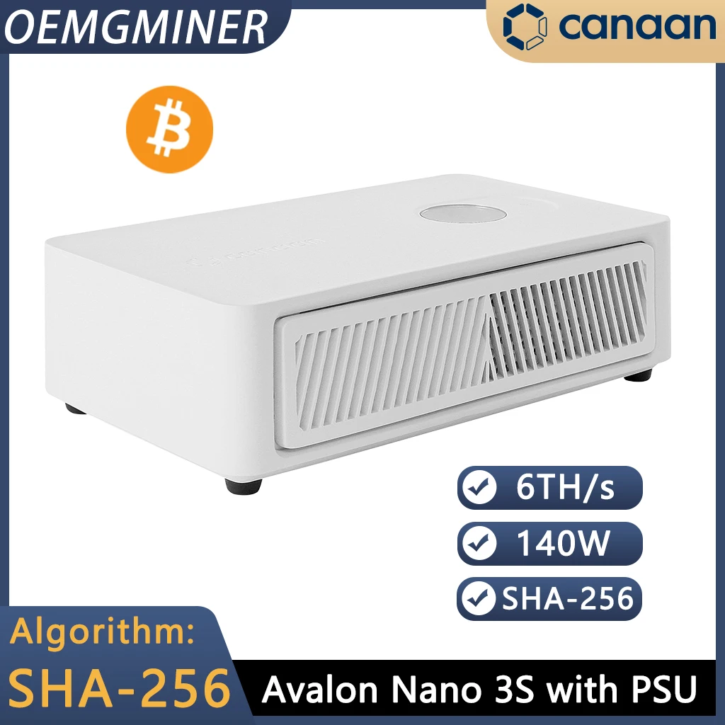 New Arrive Canaan Avalon Nano 3S 6Th/s 140W BTC Miner Bitcoin Miner White/Black Home Office Heater with PSU Shipping on Feb