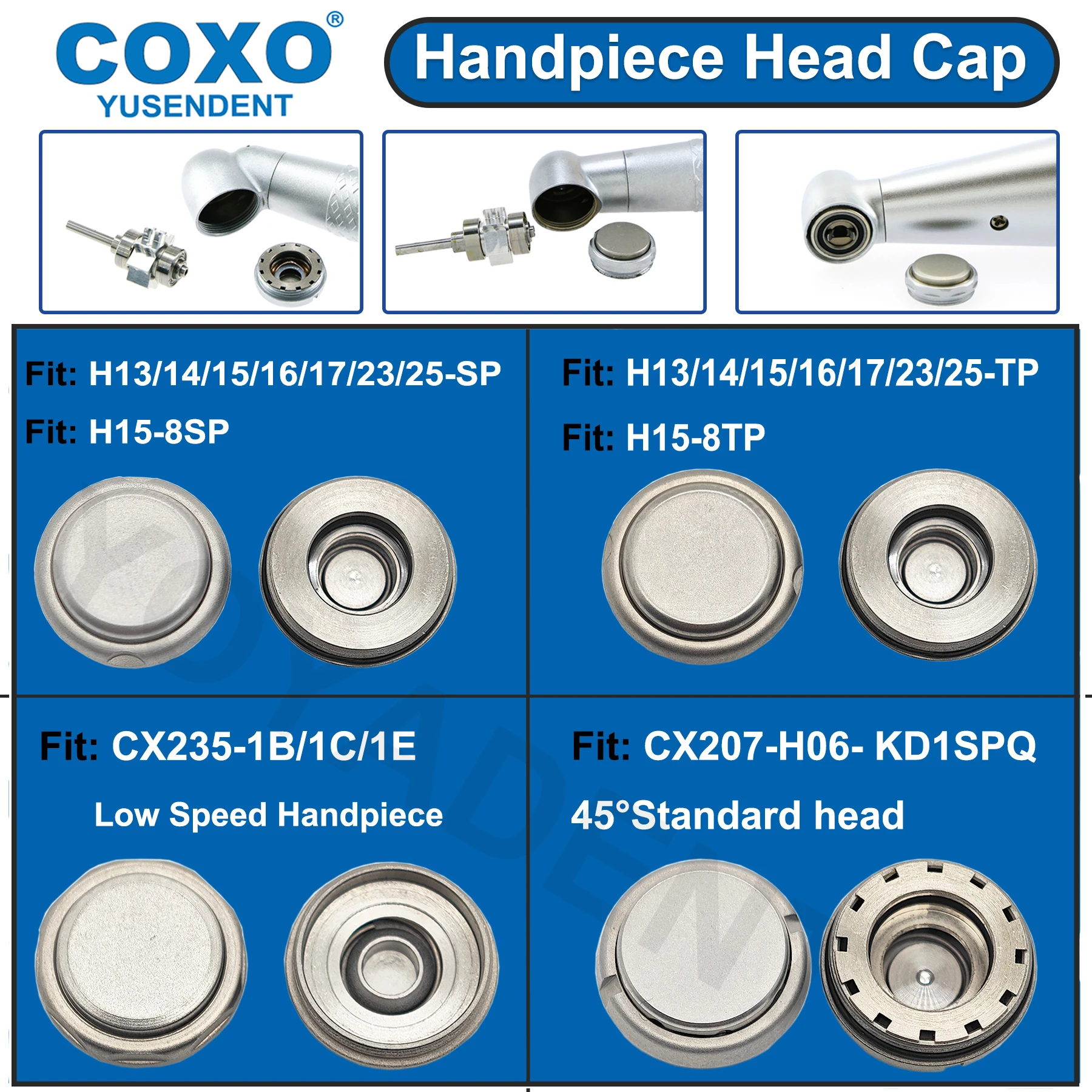 

Задняя крышка стоматологического наконечника COXO 45, крышка ° Стандартная кнопочная головка из нержавеющей стали для высокоскоростных/низких скоростных наконечников для стоматологических изделий