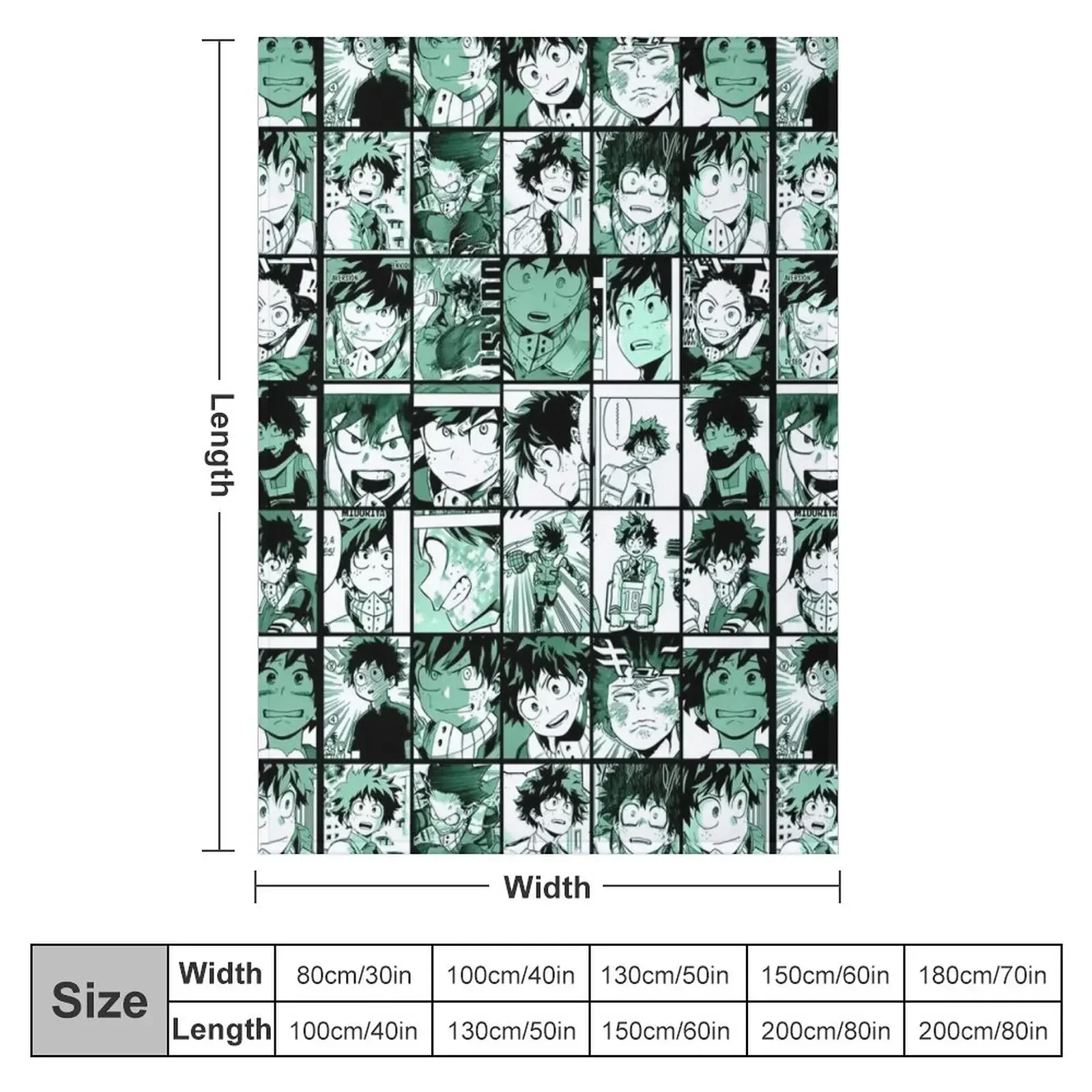 Midoriya Izuku collage color version Throw Blanket Soft Plush Plaid Hairys Blankets