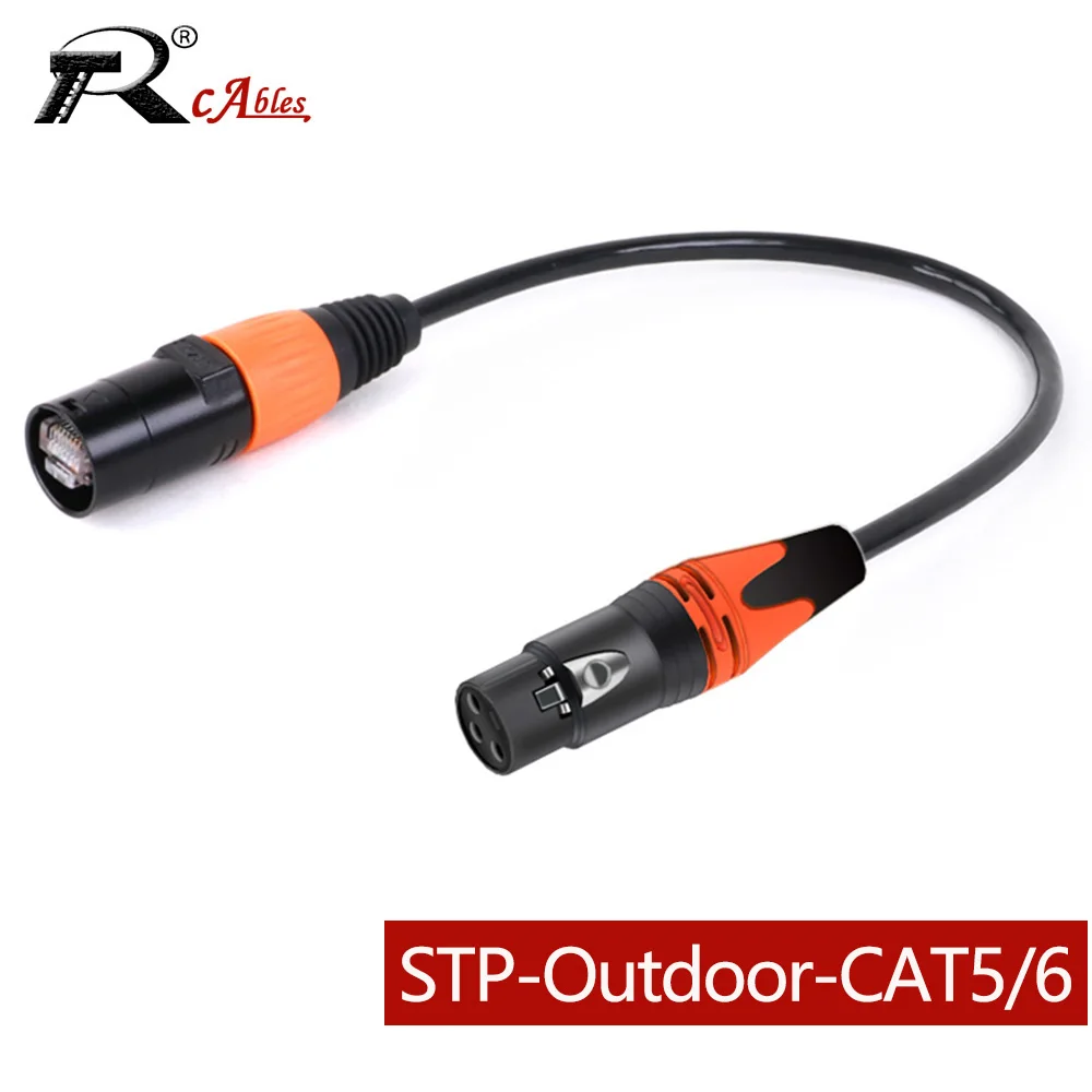 3Pin XLR Female to STP RJ45 CAT5/6 Ethernet Cable Outdoor Network LAN Internet Extension Cord for Stage Light Recording Studio