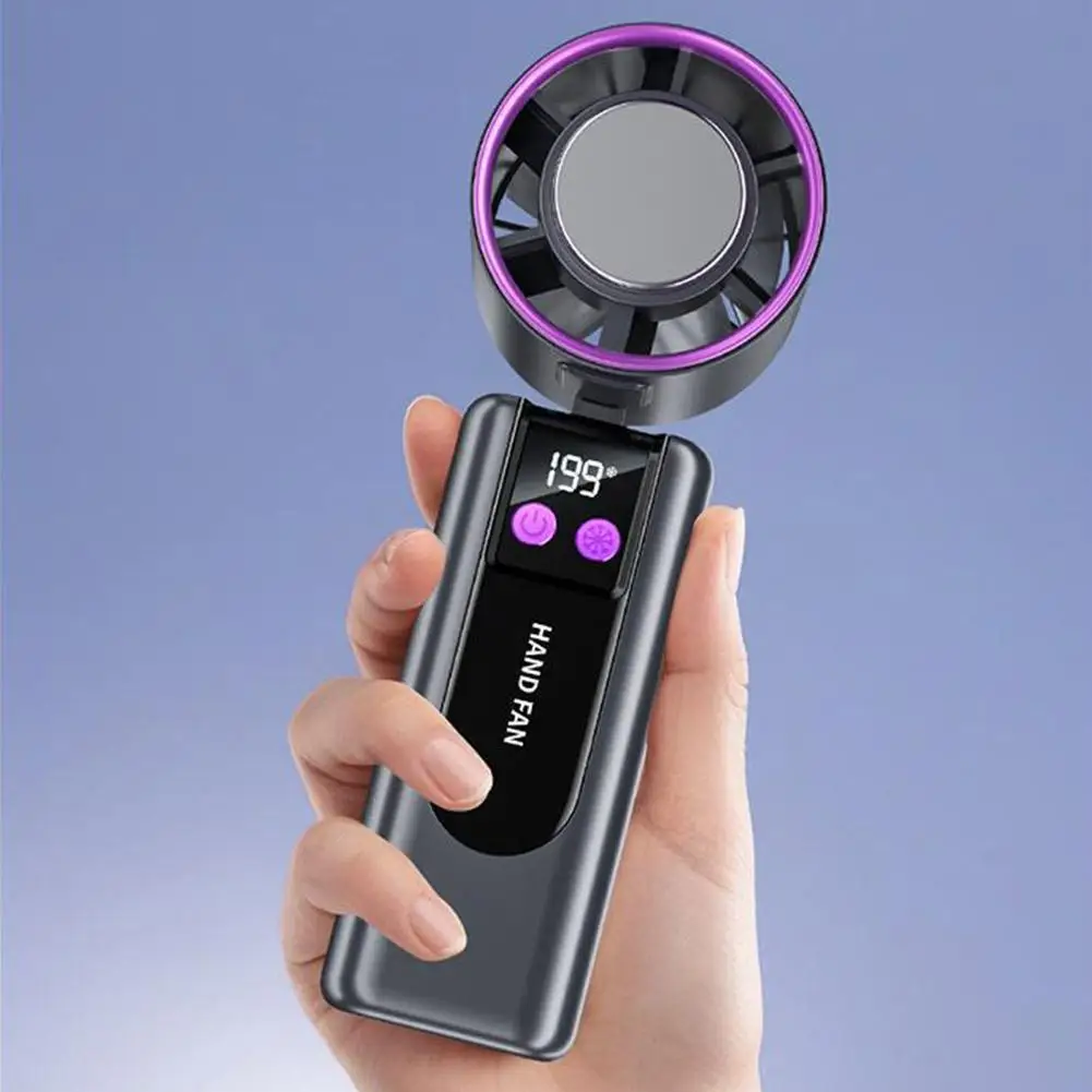Handheld Portable Mini Cooling Fan 199-speed High-speed Cooling Fan Usb Charging Digital Display Large Wind Turbine