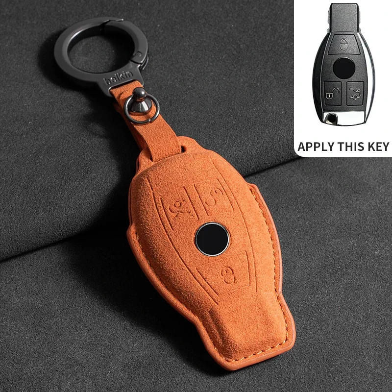 Wildleder Leder Auto Schlüssel etui für Mercedes Benz E Klasse W213 W205 E200 E260 E300 E320 Amg Cla 2018 2019 2020 Remote Fob Shell Fall