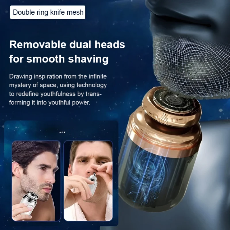 Men's Multifunctional Mini Razor Portable Rechargeable Razor Waterproof Shaving Nose Hair Trimmer Dual Purpose Shaver