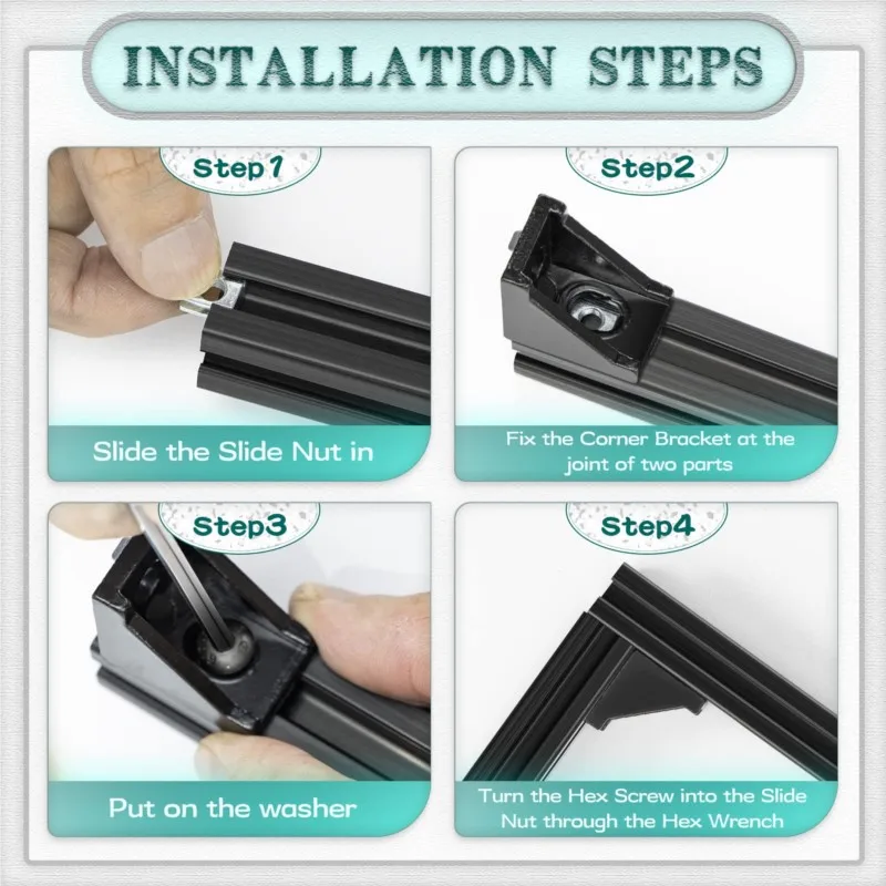 30 세트 2020 시리즈 알루미늄 압출 프로파일 커넥터 30개 2028 코너 브래킷 60개 너트/나사 알루미늄 레일 액세서리용