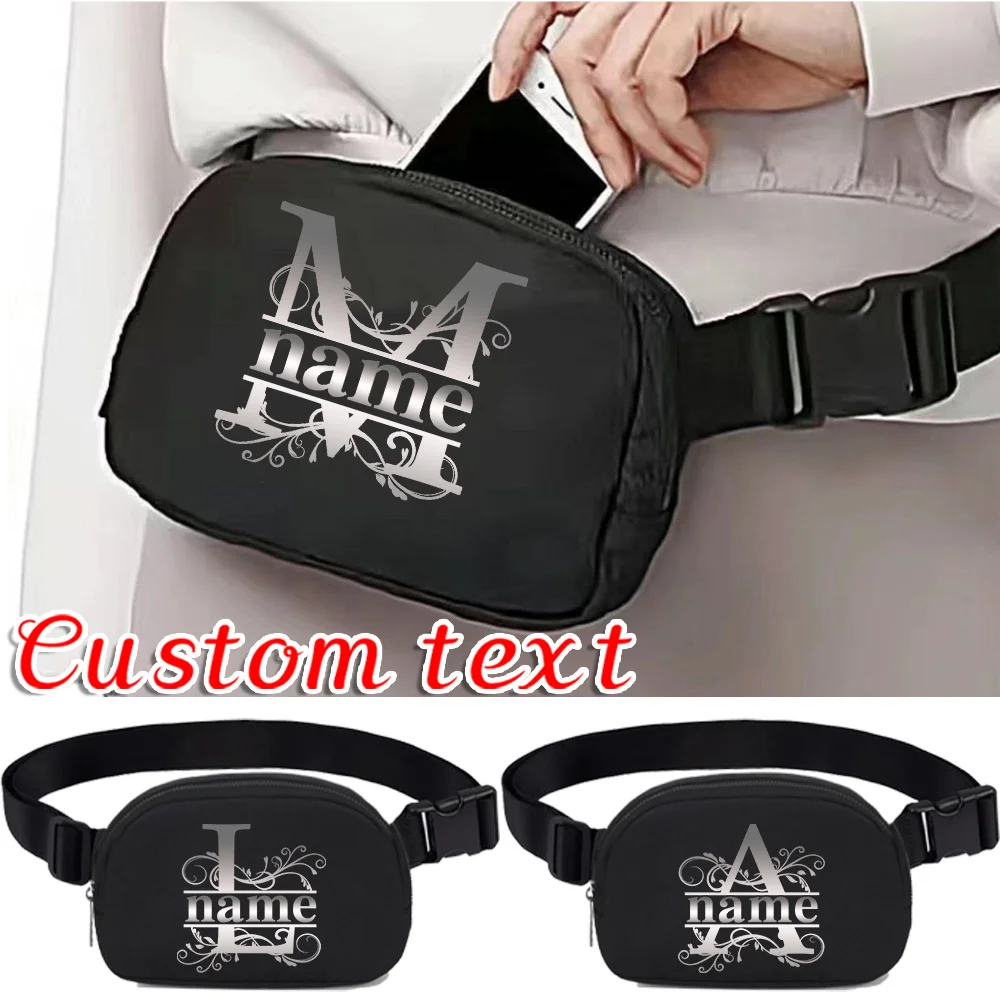 

Personalized Customization Name Nylon Waist Bag Large Capacity Women's Crossbody Bag First Letter Series