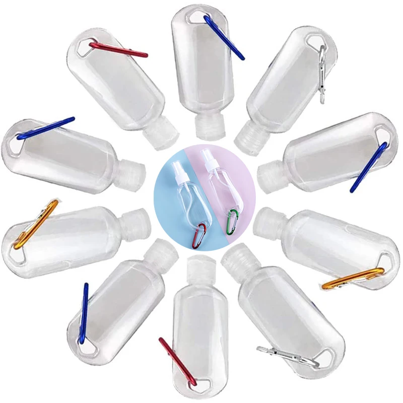 

30PCS Refillable Bottles with Hook Alcohol Disinfectant Hand Sanitizer Empty Soap Dispenser Outdoor Portable Container Bottles