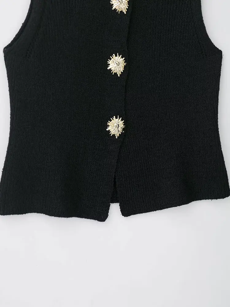 NLZGMSJ 2025 Herfst Trui Vesten Voor Vrouwen Textuur Gebreid Vest Vrouw Streetwear Knop Decoratie vrouwen Mouwloze Truien