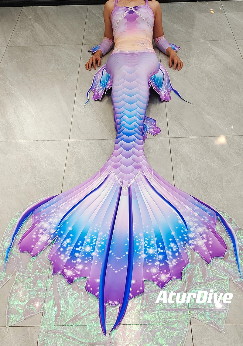 Traje de bikini profesional personalizado de una pieza para adultos y niños, traje de baño de sirena HD, traje de rendimiento para acuario