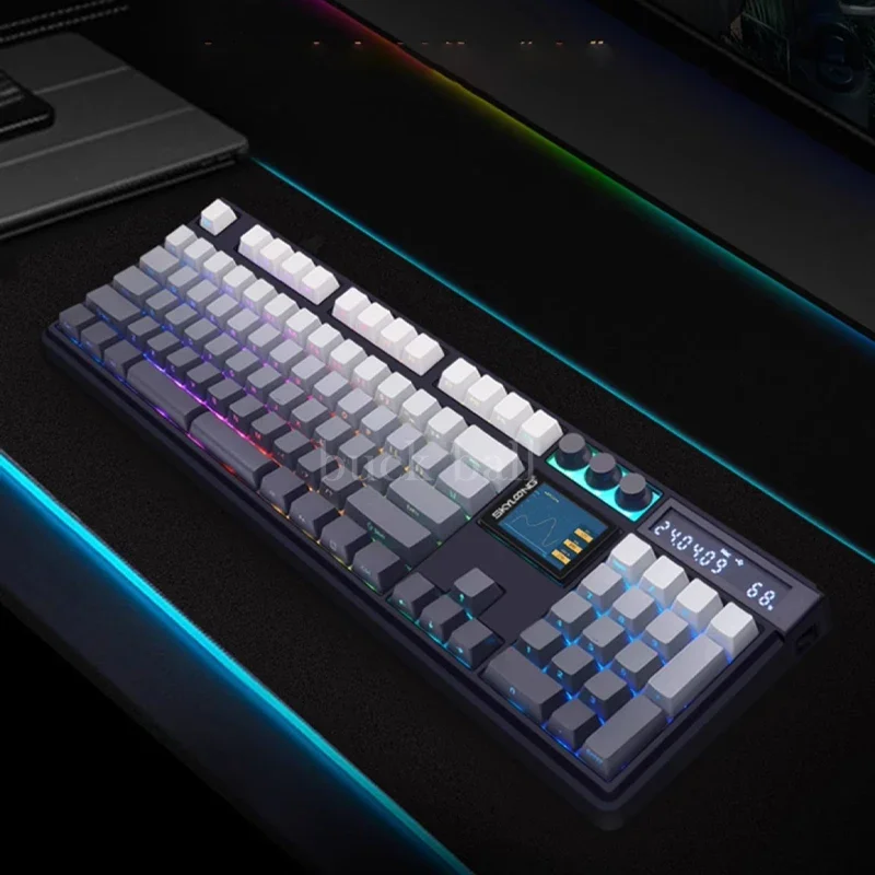 SKYLOONG GK104 Pro Mechanical Keyboard Three Mode Bluetooth Wireless Gaming Keyboard  RGB 3 Knobs 2.0 Screen Office Custom PC