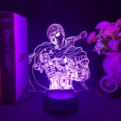 Anime Led Night Light Berserk Guts Acrylic Stand for Bedroom Decor Gift Colorful Action Figure Manga 3d Lamp