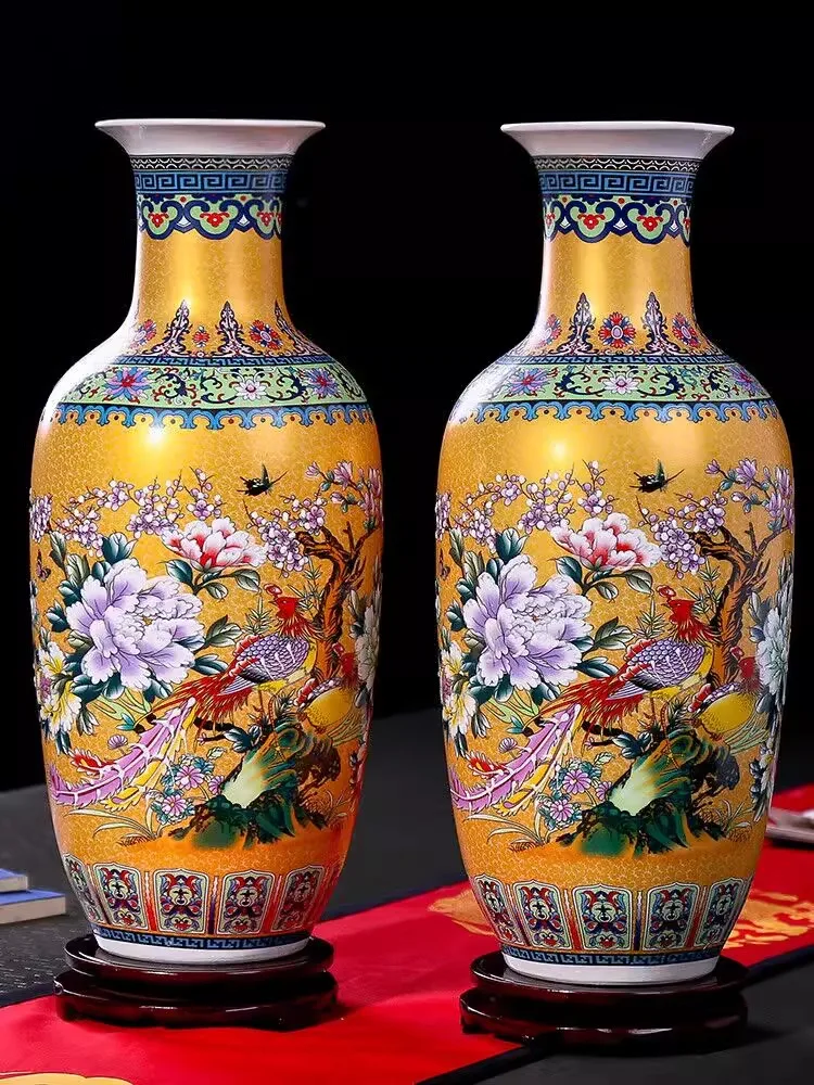 

36cm/Jingdezhen ceramics, Chinese style enamel colored vase decorations, home decor, living room, antique rack, vase insertion