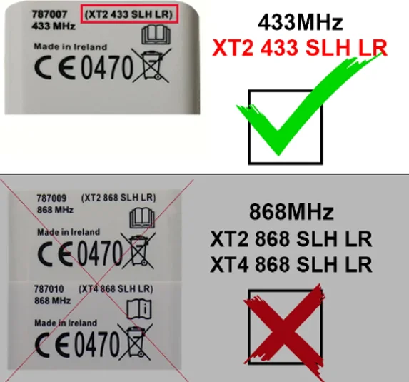 Control remoto para puerta de garaje 433,92 MHz Código rodante para XT2 433 SLH LR