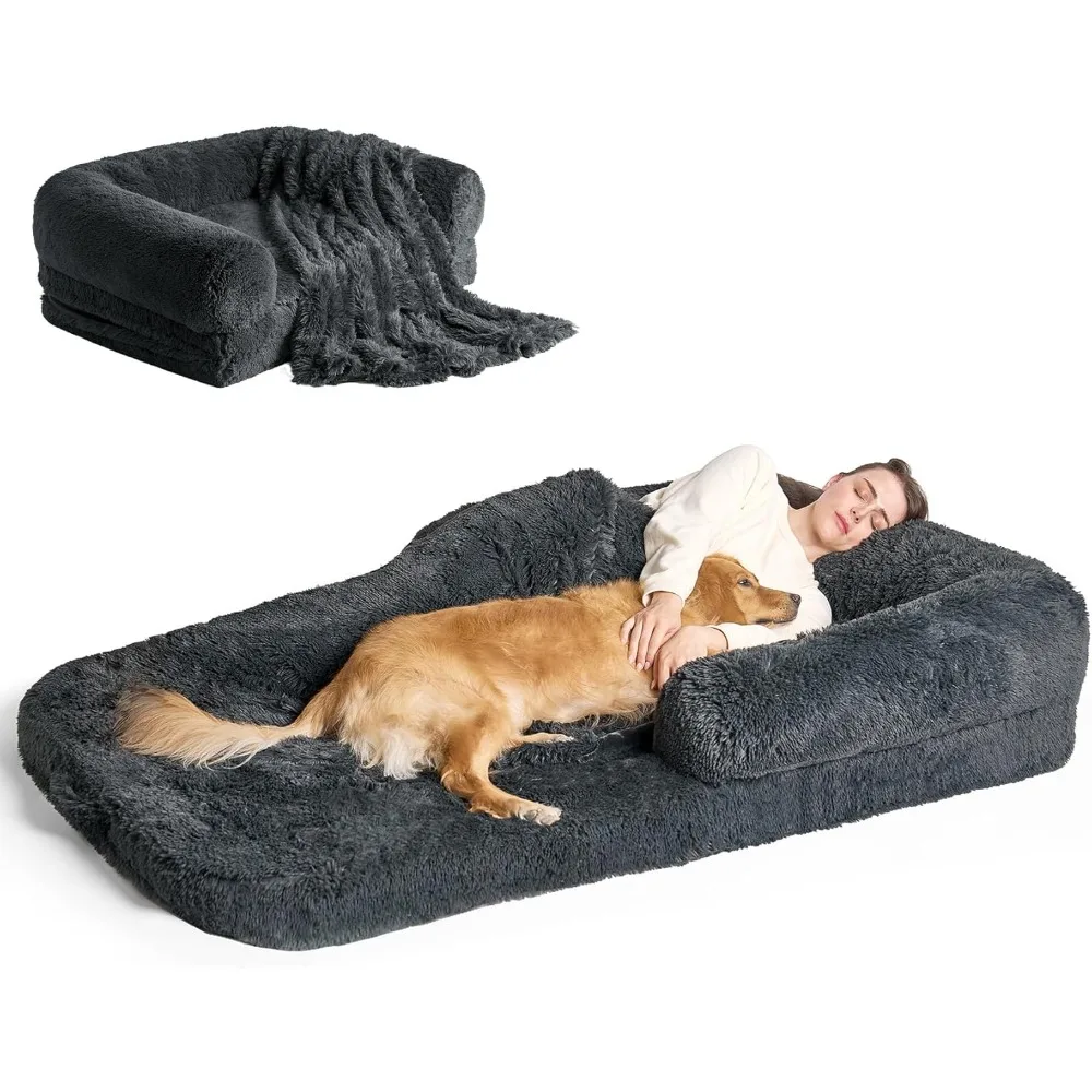 Foldable Human Dog Bed for Adult, Orthopedic Memory Foam Dogs Beds for Humans, Waterproof Human Dog Bed