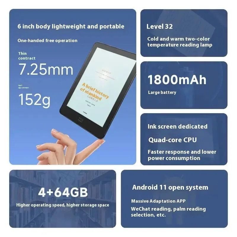 Onyx Moaan Pantone 6  Color E-book Air E-ink Reader 6inch Smart Reader  Screen Read Tablet  E-book 4GB RAM/64GB ROM